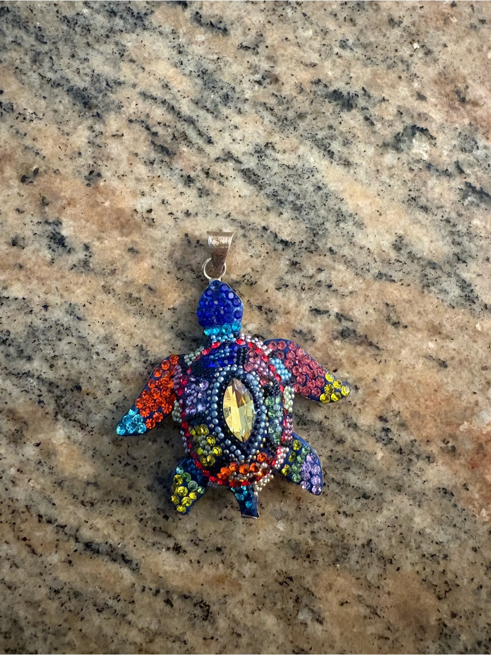925 silver multicolor mosaic turtle pendant